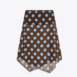 Polka dot asymmetric skirt - Brown Blue
